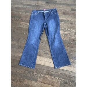Woman Within Size 18W Medium Wash Jean Straight Flare Stretch Denim Pants Casual